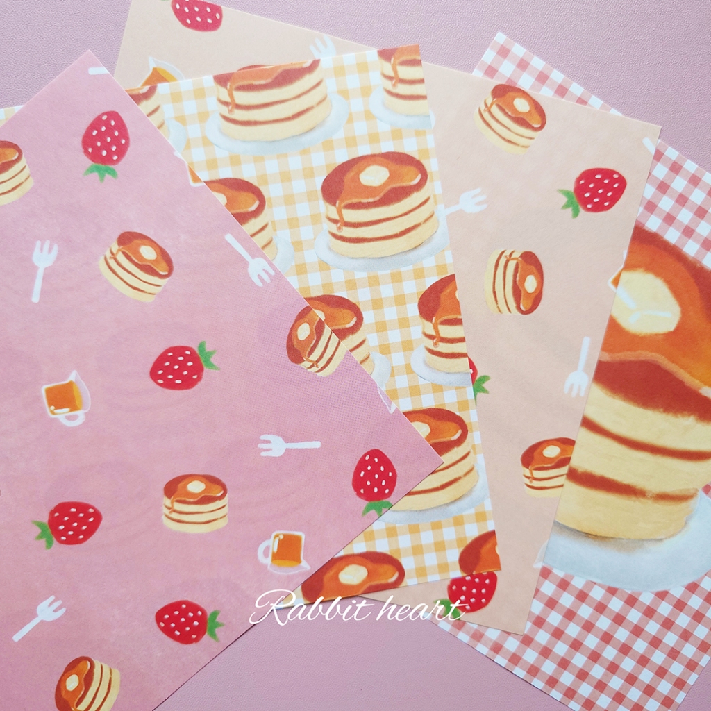 🐰兔子心 日本 大創 DAISO 色紙 甜點 鬆餅 蜂蜜 草莓 奶油 拼貼 包裝 素材 打底