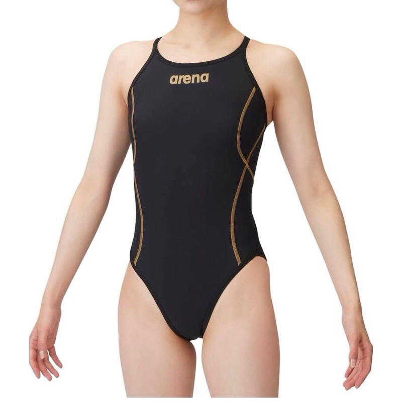 現貨 日本代購 M號 L號 ARENA SAR-2100 金色線條 練習款 競技 彩虹標 泳衣 泳裝 抗氯 基本款