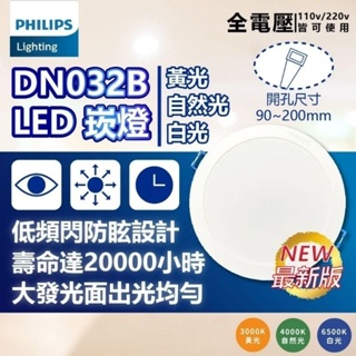 最新款DN032B飛利浦LED超薄崁燈16W 17.5公分 4000K 自然光