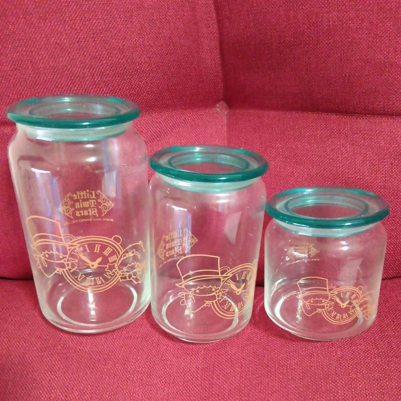 三麗鷗 Sanrio little twin stars  雙子星 玻璃密封罐 置物罐 玻璃瓶 3入一組