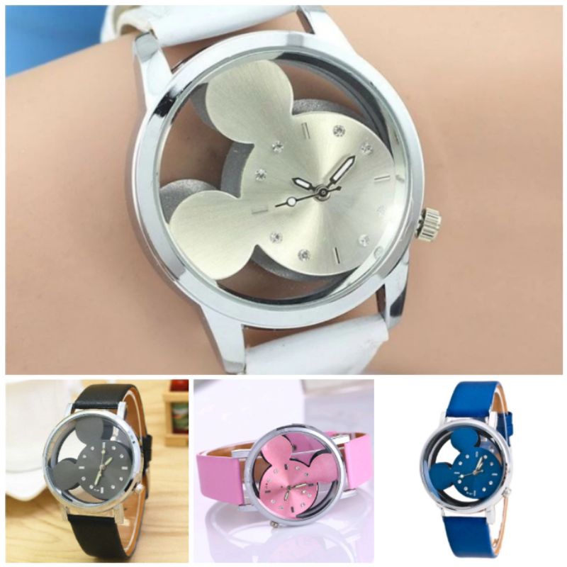 外貿熱銷禮品錶/米老鼠創意手錶/卡通鏤空皮帶石英手錶/廠家直銷米奇學生錶