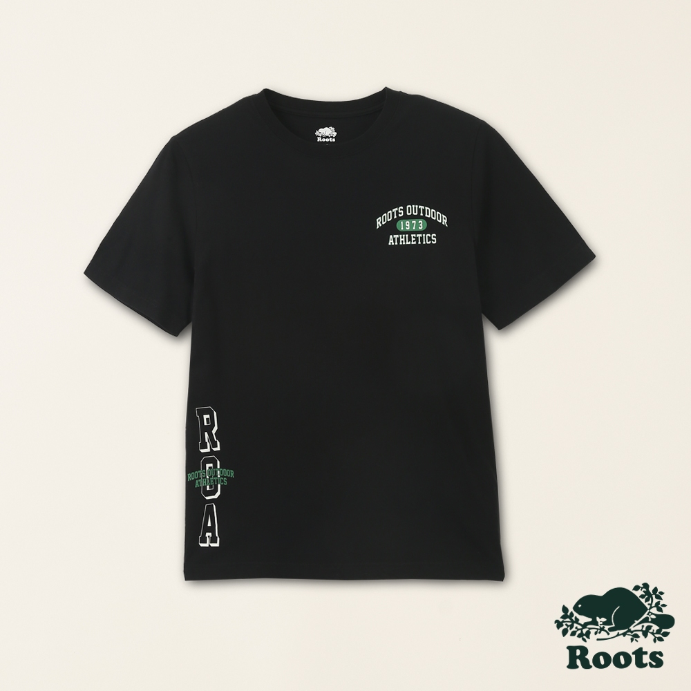 【Roots】男裝-戶外玩家系列 LOGO設計有機棉短袖T恤