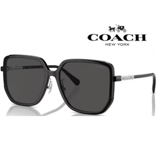 【原廠公司貨】COACH 亞洲版 時尚大鏡面太陽眼鏡 典雅簡約設計 HC8401D 500287 黑框抗UV深灰鏡片