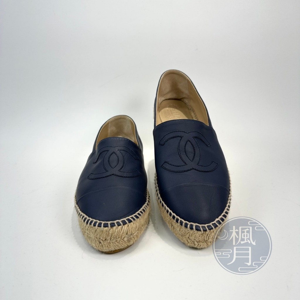 CHANEL 香奈兒 G29762 藍色 鉛筆鞋 #39 雙C鉛筆鞋 精品 配件 精品配件 精品鞋 休閒鞋