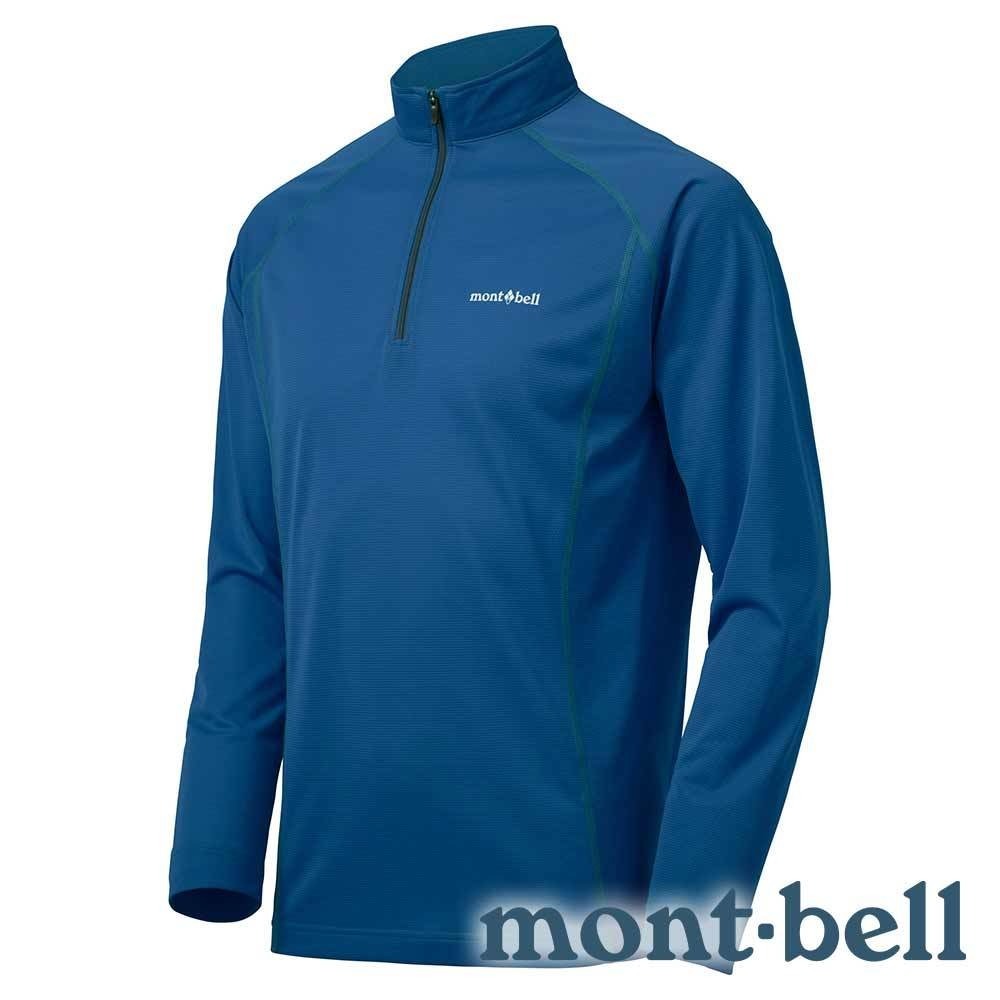 【mont-bell】COOL男涼感抗UV半門襟長袖上衣『藍綠』1114631
