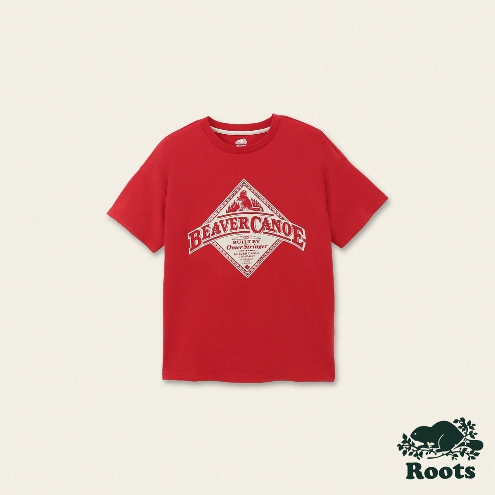 【Roots】女裝-海狸獨木舟系列 經典有機棉短袖T恤