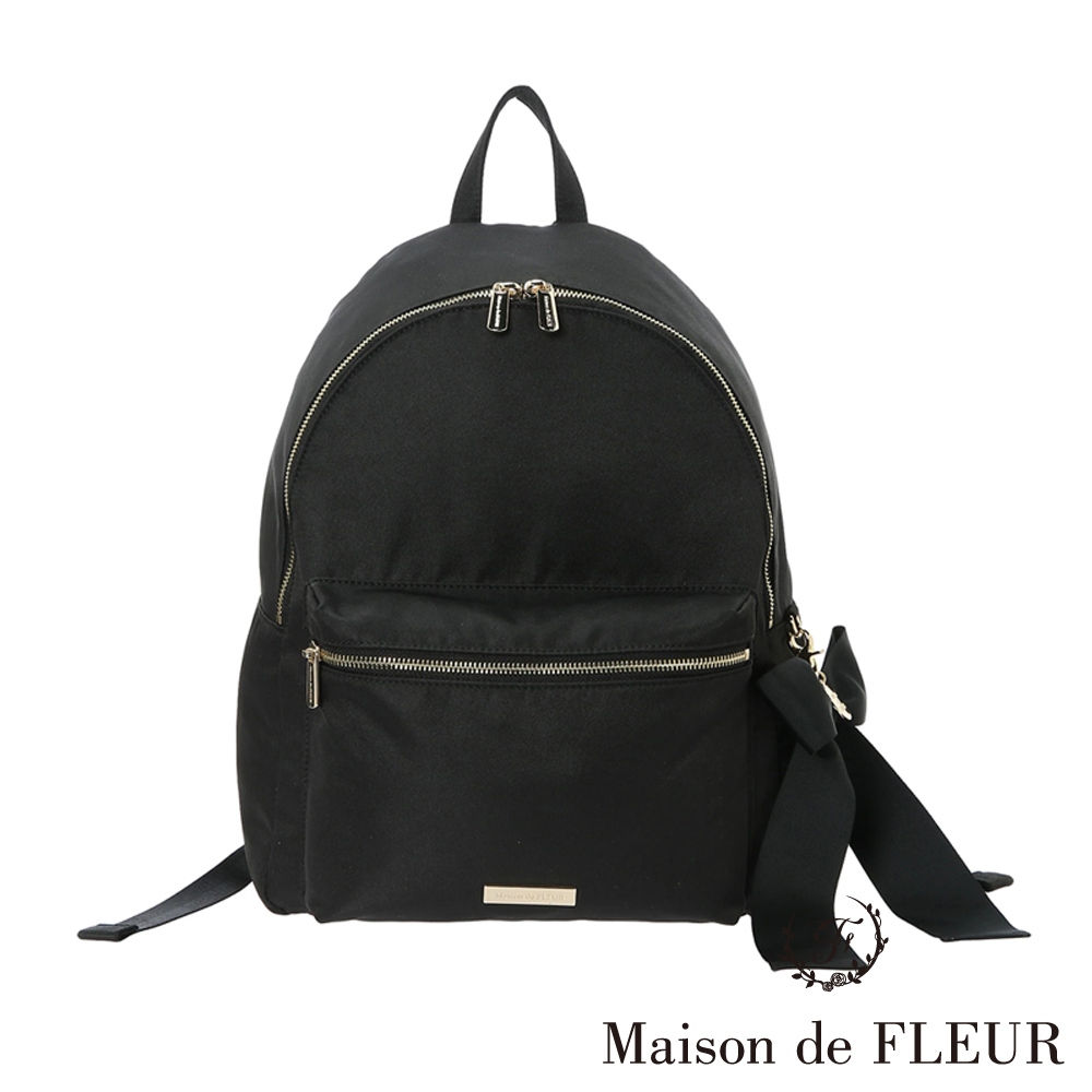 Maison de FLEUR 防潑水加工素色緞帶後背包(8A41F0J2500)