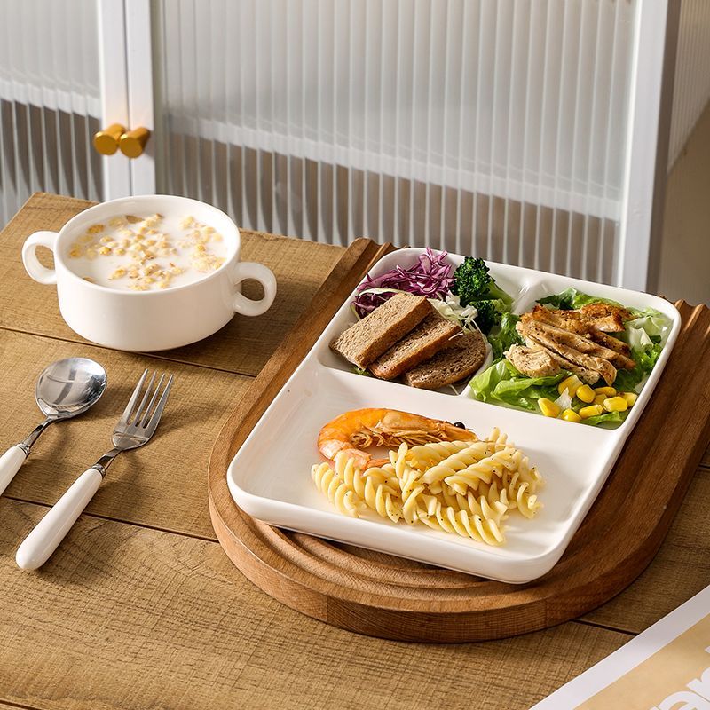 ❤川島❤ 日式陶瓷餐盤 陶瓷分格餐盤 一人食餐盤 快餐盤 點心盤 三格盤 211分格盤 方盤 早餐盤 沙拉盤