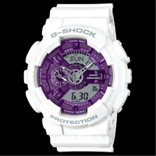 CASIO 卡西歐 G-SHOCK 冬季系列 繽紛金屬雙顯腕錶 -白x紫 (GA-110WS-7A )[秀時堂]
