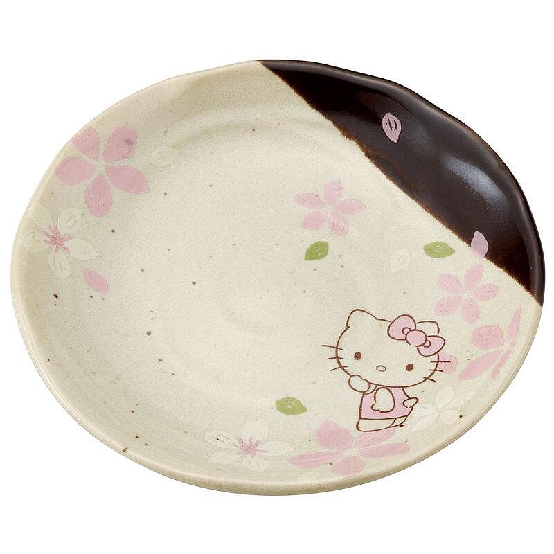 【震撼精品百貨】凱蒂貓_Hello Kitty~日本SANRIO三麗鷗 KITTY陶瓷美濃燒小盤 醬油碟-棕櫻花款