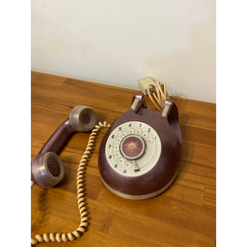 古董 電話機 轉盤式 電話機 撥盤式 家用有線電話 紫色 (日本製)可以正常使用