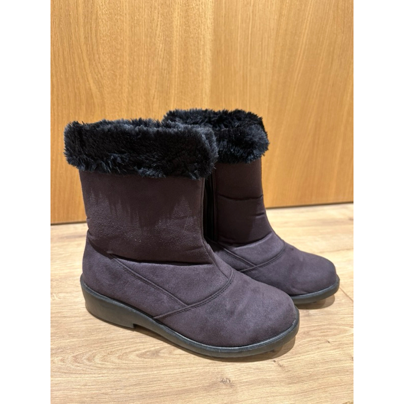 🌱二手🌱 暖毛雪靴（黑色.附冰爪）-台灣製 25cm