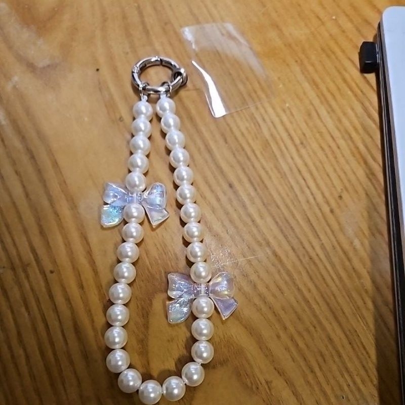 韓國購入珍珠蝴蝶結手機掛繩