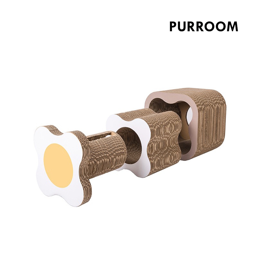 PURROOM 雞蛋花貓抓板 貓抓板 造型抓板 瓦愣紙 貓玩具 磨爪玩具 貓咪用 雞蛋花 一物多用 貓窩 隧道 爬架