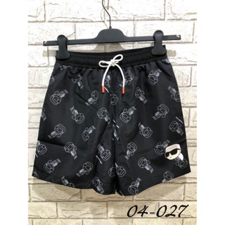 高雄凡賽斯歐洲精品 KARL LAGERFELD 卡爾拉格斐 滿版卡爾人像LOGO 黑色 海灘褲 尼龍短褲 短褲