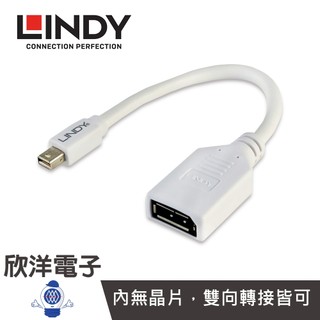 LINDY 轉接器 MINI DISPLAYPORT 公 TO DISPLAYPORT 母 轉接器 20公分 41021