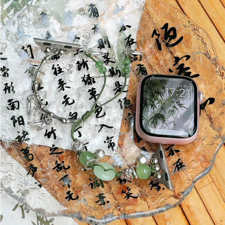 國風玉竹銀飾手鐲編繩錶帶 APPLE WATCH錶帶 iwatch錶帶 蘋果錶帶 S7/8/9 SE Ultra專用錶帶