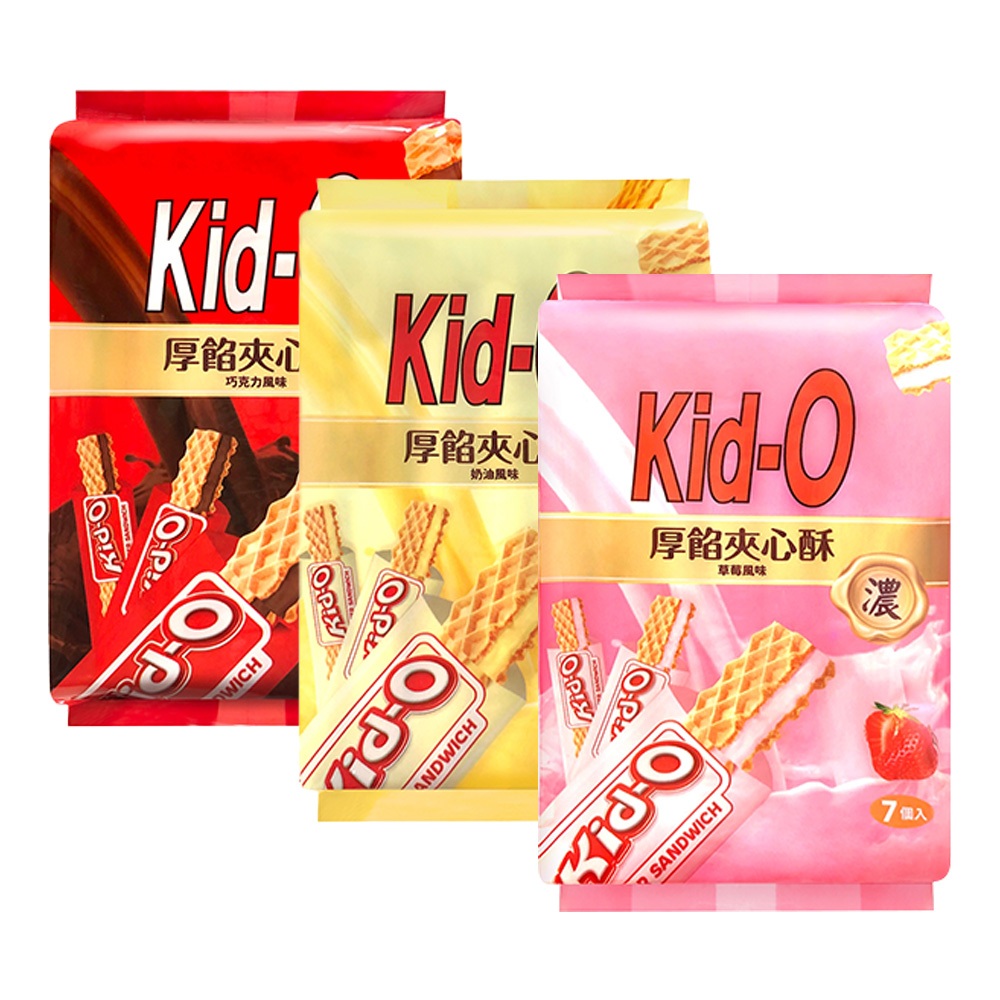 Kid-O厚餡夾心酥13g*7入 巧克力/草莓/奶油【佳瑪】