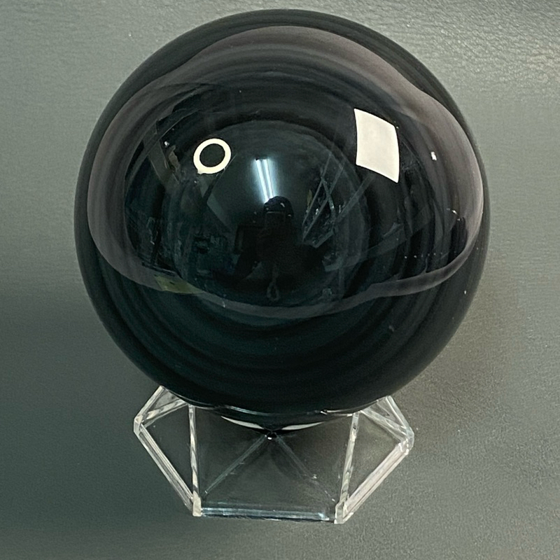 【晶星】天然黑曜岩水晶球 9.8cm (有瑕 附座）黑曜球 銀曜球 水晶球 原礦 礦石 天然水晶 天然原礦 開運擺件