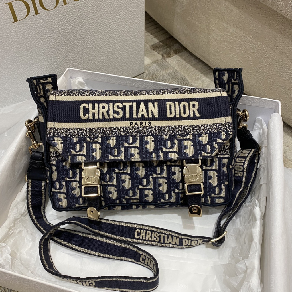 LJ CAMP Dior Oblique 刺繡經典老花刺繡 郵差包 單肩包 斜挎包 女生包包