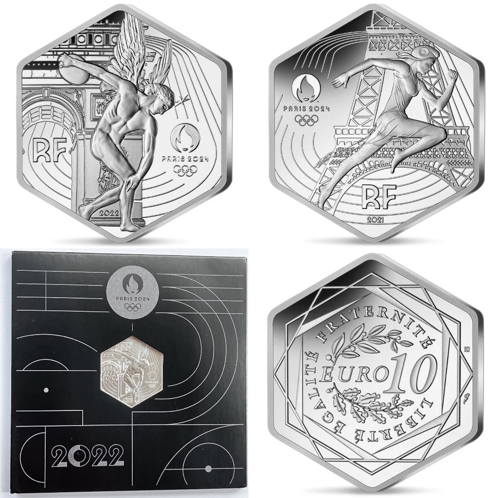 2024巴黎奧運 官方紀念幣 10歐元 六角形 法國 卡裝 Paris 2024 周邊 收藏品 紀念品 異形幣