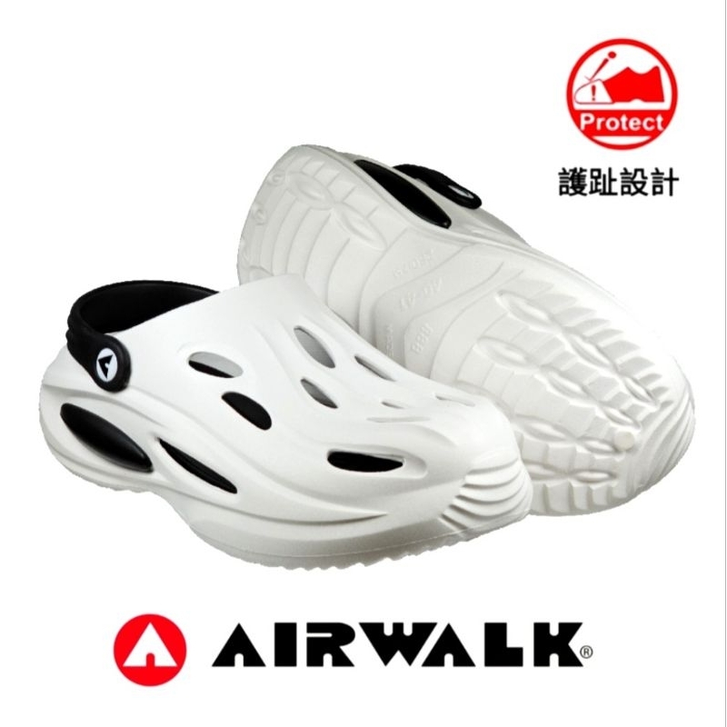 美國Airwalk男款都會生活-水流洞洞休閒涼拖鞋 (白色AW81201)