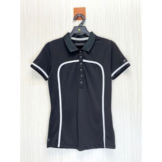 Calvin Klein CK 專櫃 黑色線條小Logo網眼Polo衫