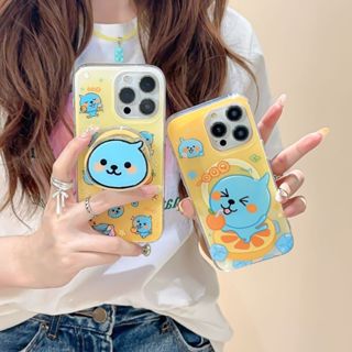 夏日ins可愛多喝橙汁酷兒磁吸殼iPhone 15 Promax手機殼14 Pro趣味創意磁吸伸縮支架12蘋果13保護套