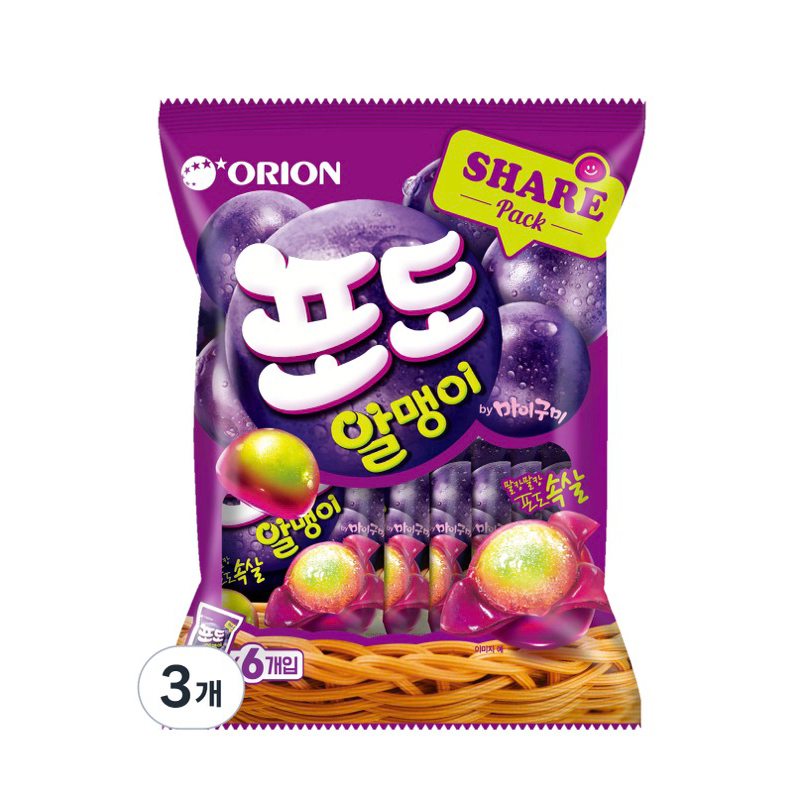 韓國 《好麗友》ORION剝皮軟糖 大包裝（216g）果肉口感軟糖 果汁軟糖
