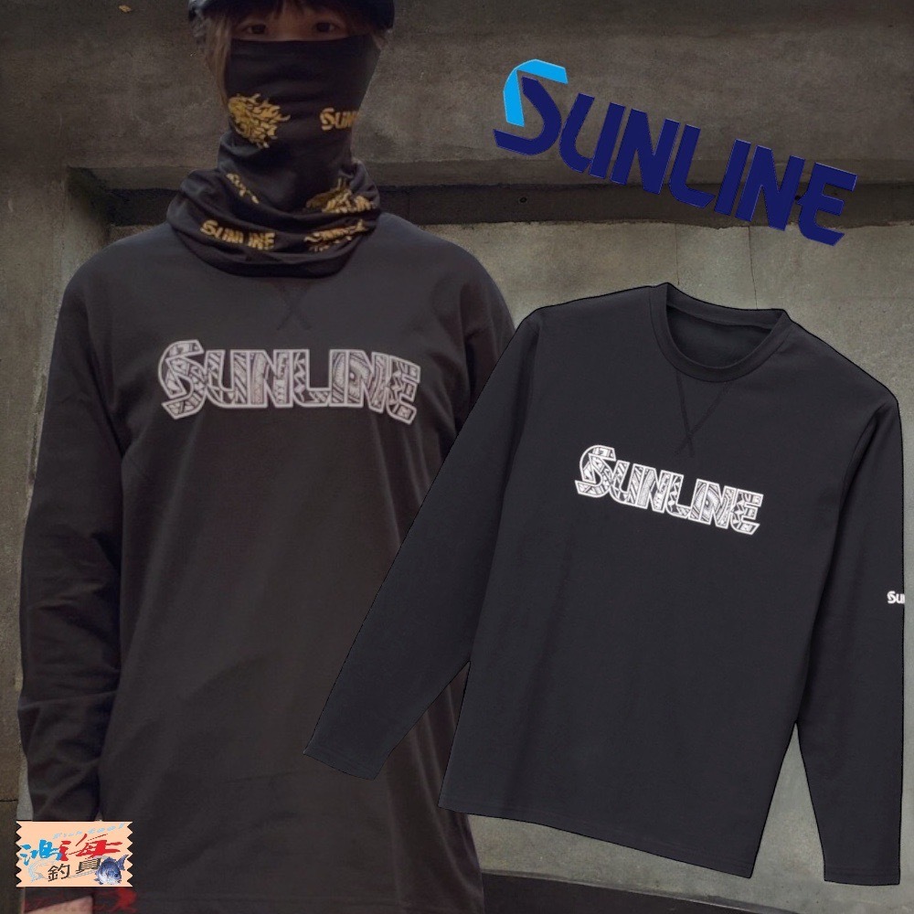 中壢鴻海釣具《SUNLINE》SUW-04217LT 黑色防蚊防曬長袖 23年款