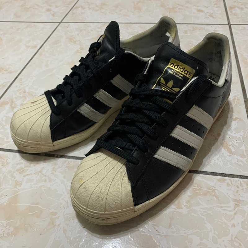 ［US 8.5] adidas superstar 80s originals 貝殼頭 經典款 黑白 皮革 金標 二手