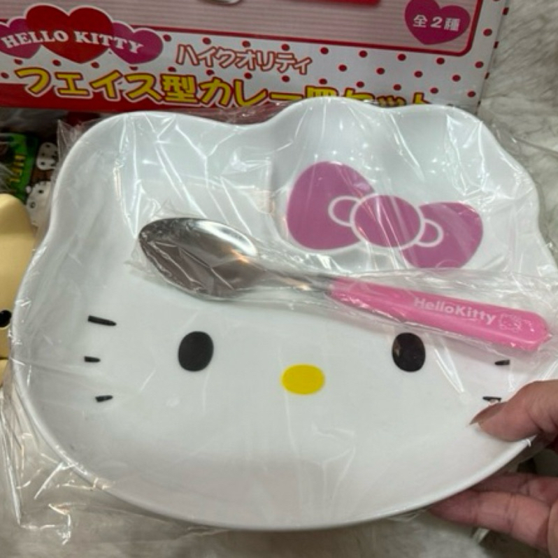 日本進口Hello Kitty陶瓷製品咖喱飯餐盤加湯匙組合