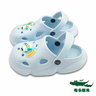 【MEI LAN】母子鱷魚 (童) 萌趣雲朵 輕量 防水 涼鞋 布希鞋 洞洞鞋 透氣 軟Q 6091 水藍 另有多色可選