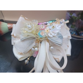 髮夾💘浮誇系蘿莉塔國風氣質珍珠花多層蝴蝶緞帶兩用彈簧夾大人小孩可