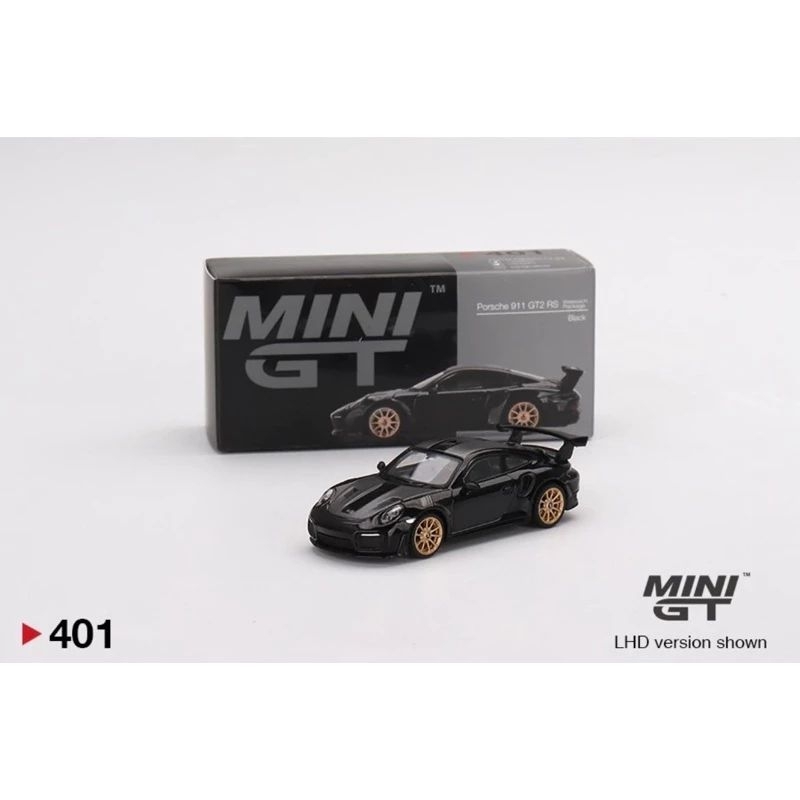 Mini GT 401 保時捷Porsche 911 GT2 RS 黑色金框 左駕版 附膠盒