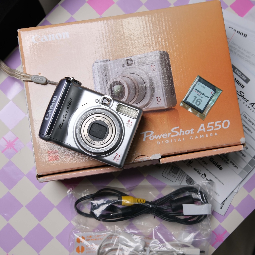 [📷DADDAO📷] 佳能 Canon A550 Y2K復古CCD相機 2008年 質感銀 13種模式 盒單 紫色手把