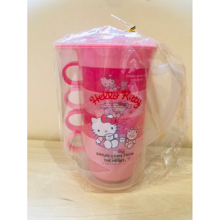。全新商品四杯壺組水壺茶壺冷水壺塑膠壺三麗鷗 HELLO KITTY 凱蒂貓 紅色 粉色