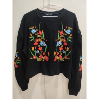 🧡💛ZARA 花卉刺繡公主袖 長袖上衣