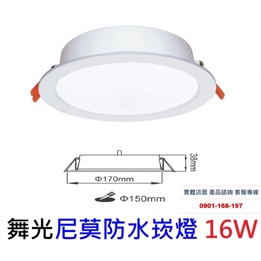 舞光 LED 尼莫防水崁燈 16W 開孔15cm 防水IP66 驅動內置型 CNS認證