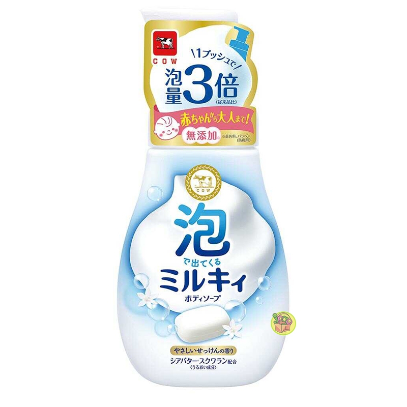 【JPGO】日本製 COW牛乳石鹼 牛乳精華 泡沫型沐浴乳 550ml~溫和皂香