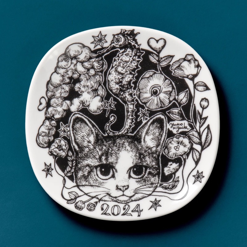 現貨 樋口裕子　higuchiyuko 2024紀念盤 盤子 小碟子 點心盤 餐具 貓咪 龍年 辰年