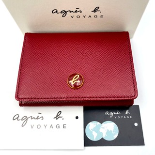 【新】Agnes b. 圓形LOGO牛皮短夾，卡包，零錢包，隨身包，二手真品，正品，現貨，免運