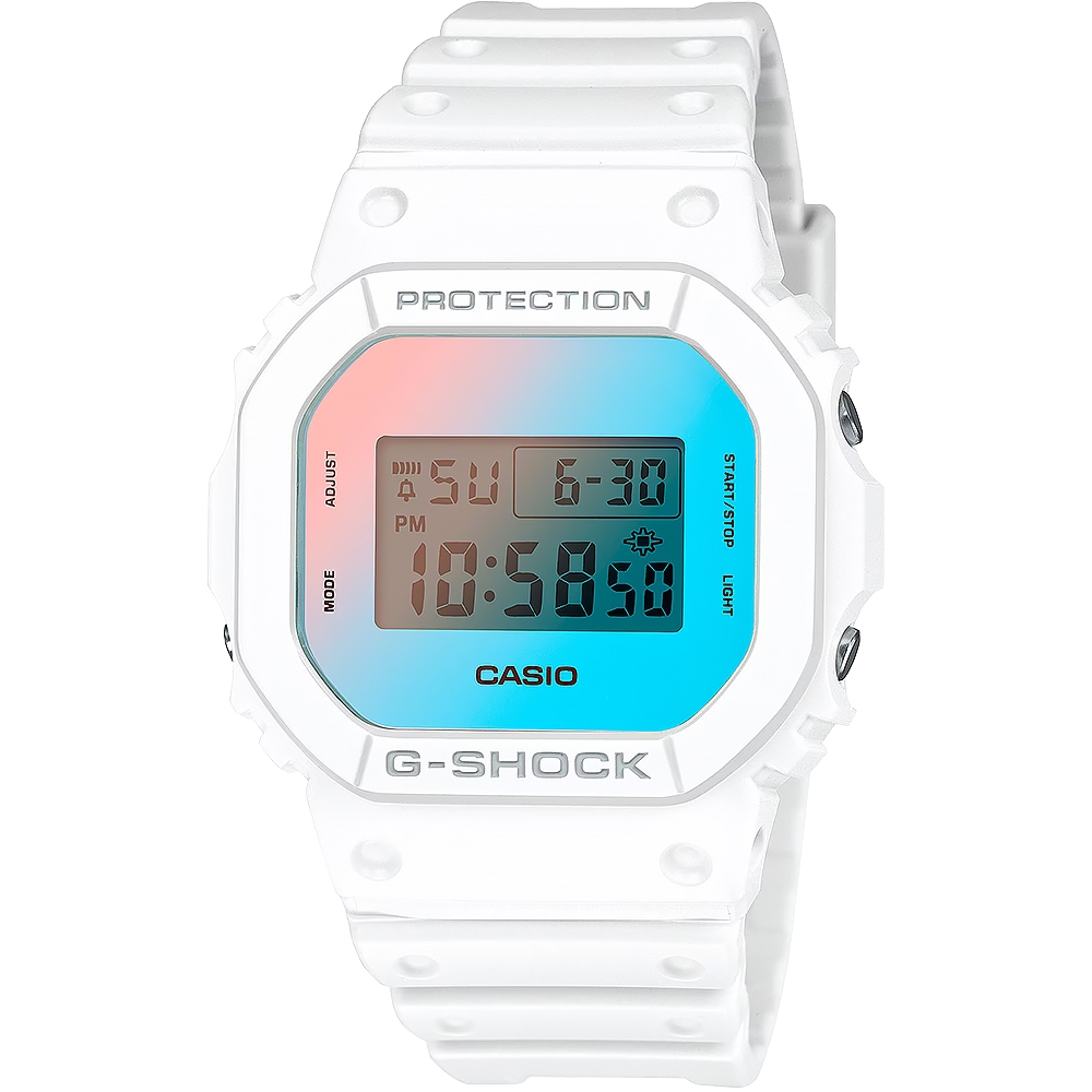 CASIO 卡西歐 G-SHOCK 彩色鏡面方型手錶 電子錶 DW-5600TL-7