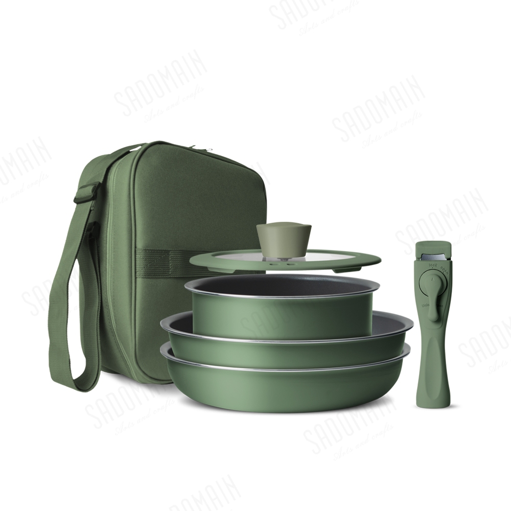 [阿爾卑斯戶外] Sadomain 仙德曼 Daikin 露營鍋具組 24cm不沾鍋系列 附方形收納袋 AG024
