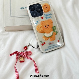 雪倫小姐♡ 奶油黃鬆餅小熊iphone手機殼（附蘋果咬一口掛件）