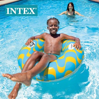 INTEX 原廠 59256彩色充氣游泳圈 雙手把 夏天玩水 浮圈 戲水游泳 浮排 (免費檢修 瑕疵換新品)