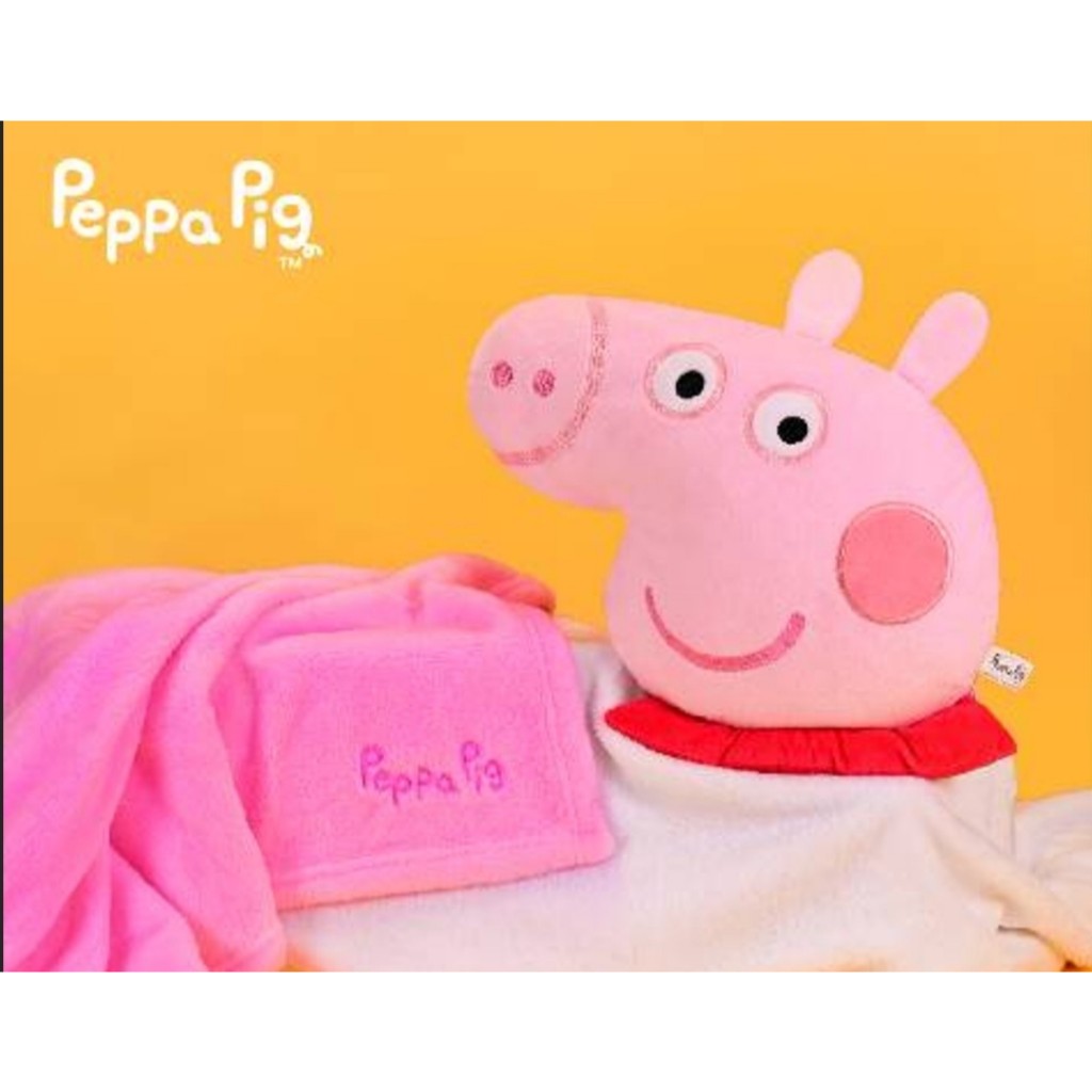 正版授權 12吋粉紅豬小妹 Peppa Pig 佩佩豬 頭型毯被 下單1就是毯子+抱枕一組 佩佩豬毯子