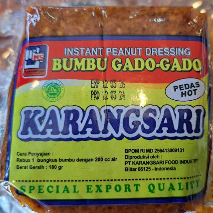 【24H出貨】印尼🇮🇩 KARANGSARI BUMBU GADO-GADO 辣味 花生 花生醬塊 180g