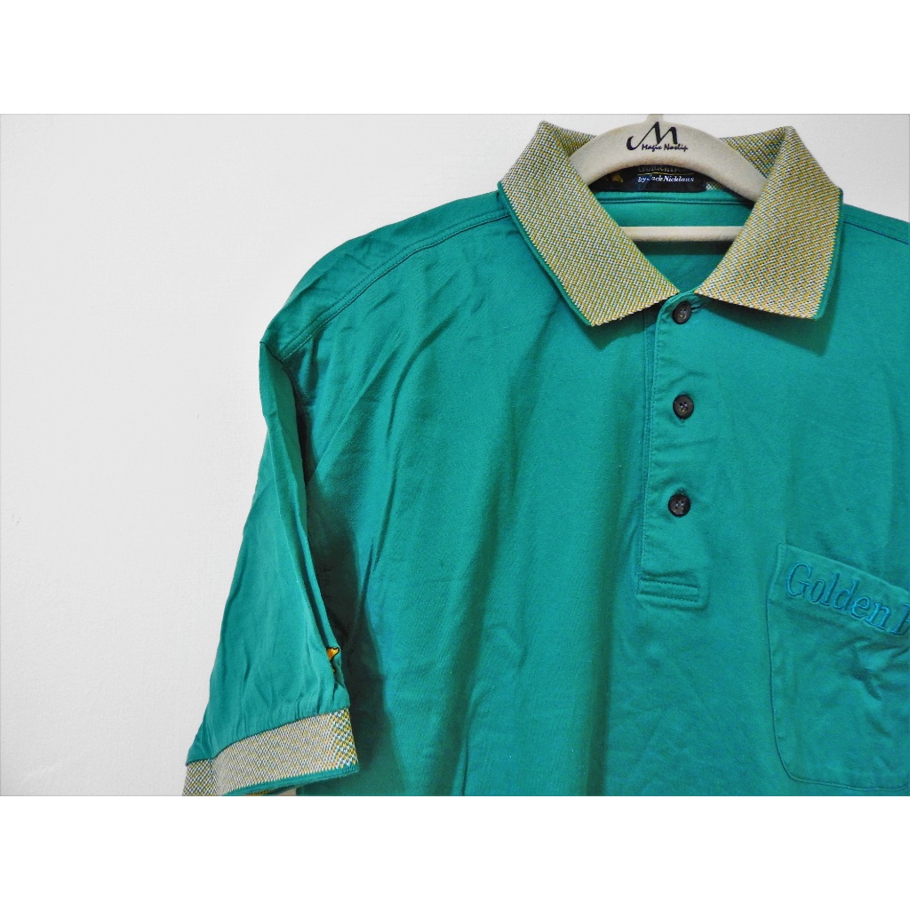 【古著C】🔵Golden Bear 短袖POLO衫🔵M號 L號 日系 上衣 復古 90年代 素面 綠色 休閒 男生 女生