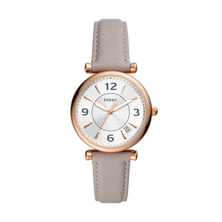 FOSSIL Carlie 古典輕奢華仕女錶 灰色真皮錶帶 35MM (ES5161)
